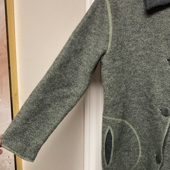 Melanie Lyne Green Wool Fall Career Jacket Blazer Shacket Size Medium - Picture 6 of 9